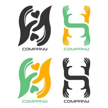 Hands letter H logo Stock Illustration