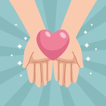 Hands lifting heart scene Stock Illustration