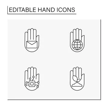 Hands line icons set Stock Illustration