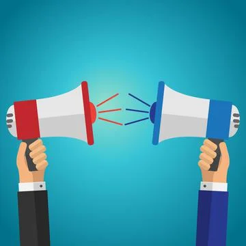 Hands with loudspeakers Stock Illustration