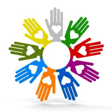 Hands with love in the circle Stock Illustration