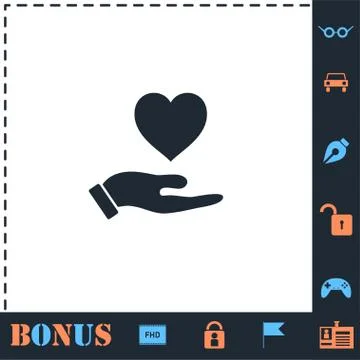 Hands love design icon flat Stock Illustration