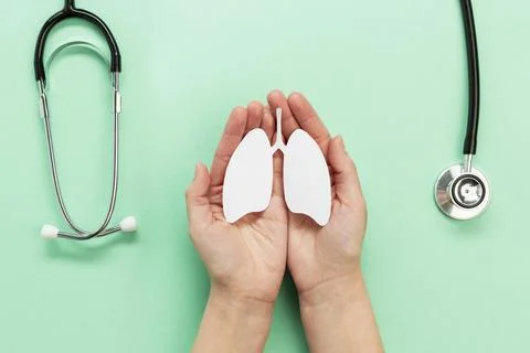 Hands with lungs shape. High quality photo Stock Photos