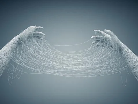 Hands made of wires connected to eachother. Self esteem and mental illness .. Stock-Illustration