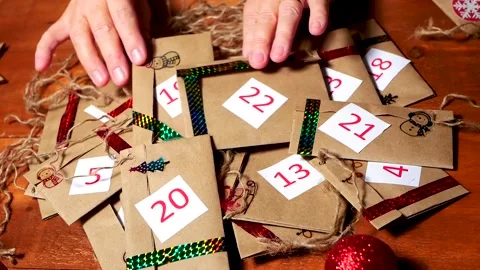 Hands make an Advent calendar. Stock Footage 165407630