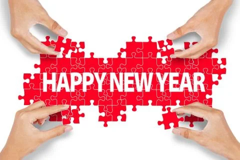 Hands make new year text Illustrazione stock