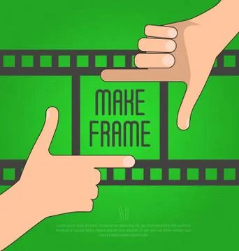 Hands make a rectangular frame with film on the background. Stock Illustration
