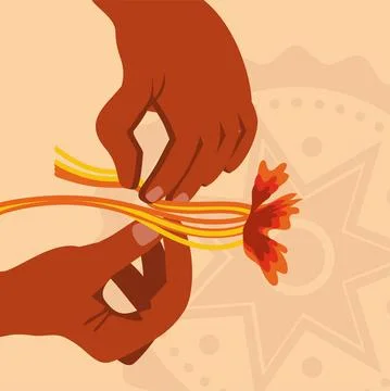 Hands making bracelet Stock Illustration