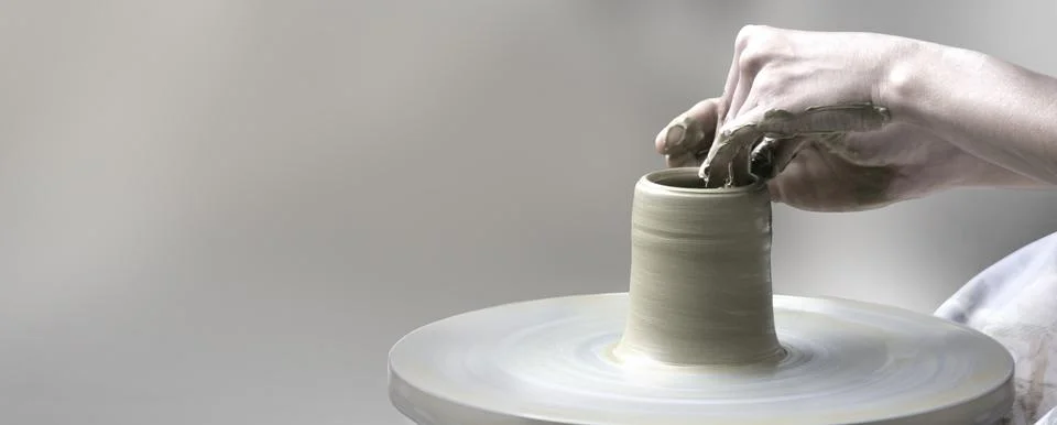 Hands making ceramic cup Stock Photos