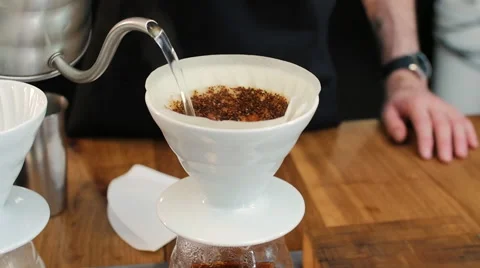 Hands making coffee in coffee shop Stock Footage 58127469