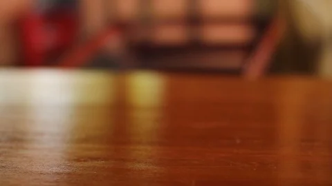 Hands making a dinning table  with white cloth Stock Footage 94135804