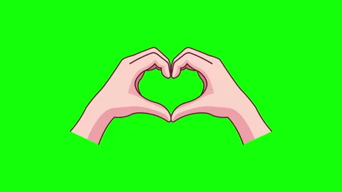 Hands Making Heart Shape Animation on Green Screen Stock-Footage 335428472