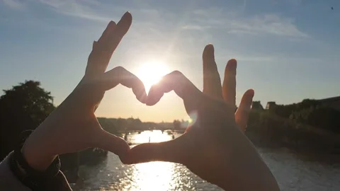 Hands making heart shape over Paris cityscape Stock Footage 149115847