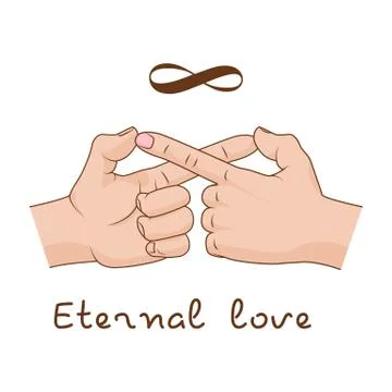 Hands making infinity symbol. Eternal love and friendship. Vector illustration Stock Illustration