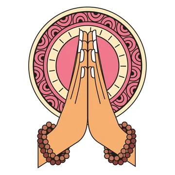 Hands making namaste greeting Stock Illustration