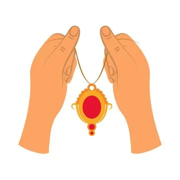 Hands making a necklace Stock Illustration