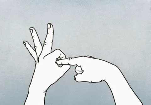 Hands making obscene penetration gesture Stock Illustration