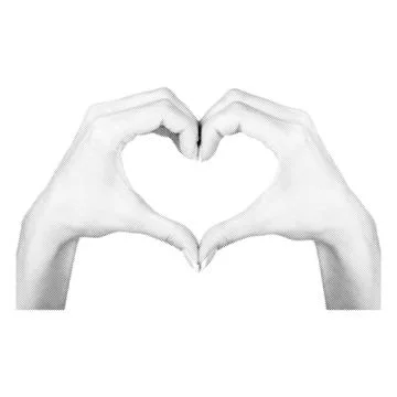 Hands making or formatting a heart symbol. Collage element with hands Ilustração Stock