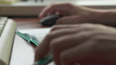 Hands male writing something Video stock 63074469