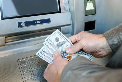 Hands of a man are holding  banknotes. Stock Photos