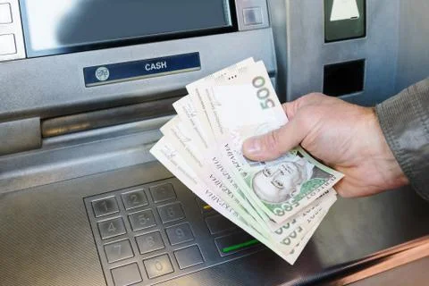 Hands of a man are holding  banknotes. Stock Photos