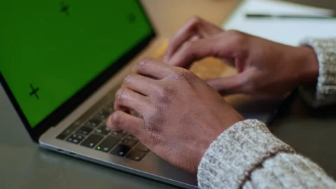 A hands of a man are typing a letter for his boss in a laptop, a writer is Видео 263183996