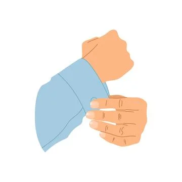 Hands of man with basic nail design isolated on a white background. Male mani Stock Illustration