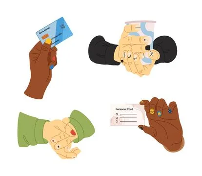 Hands of man with basic nail design isolated on a white background. Man hold  Stock Illustration