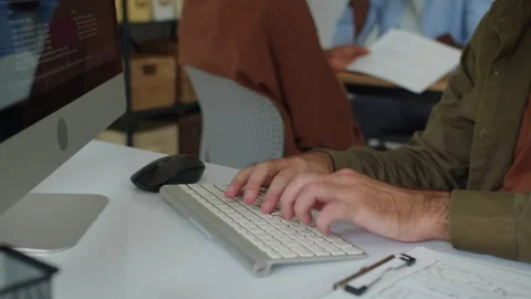 Hands of Man Coding on Computer at Office Stock Footage 277412563
