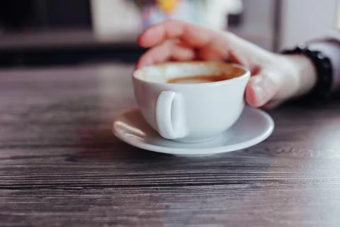 Hands man with coffee. Stock Photos