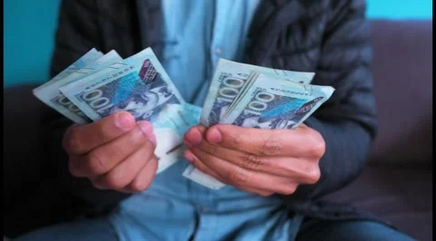Hands of a man counts money. Stock Footage 284391965