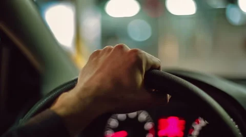 Hands of a man driving a car. Close up Stock Footage 47896501