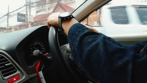 Hands Of A Man Driving A Car. Stock Footage 116483892