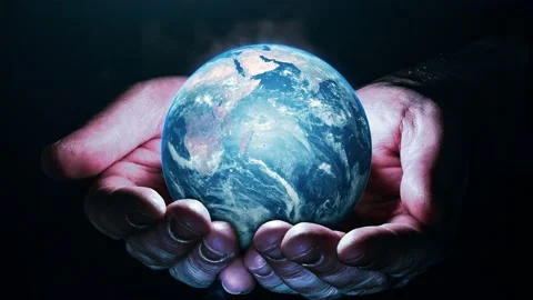 Hands man holding world globe. Save Earth planet day concept animation 스톡 동영상 151300300