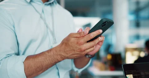 Hands, man or coder with phone in office for software development, network or Stock Footage 308993210