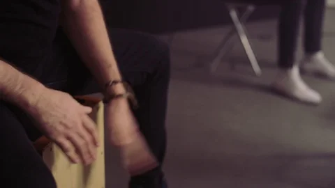 Hands of a Man Playing Cajon Stock Footage 74754215