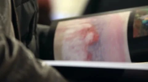 Hands man searching a catalog Видео 47323285