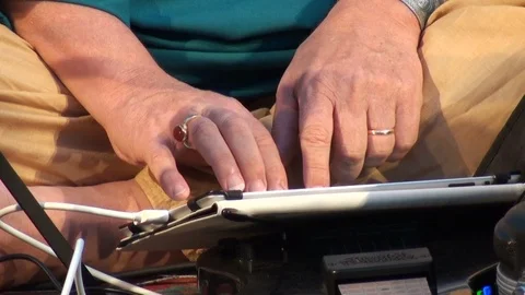 Hands of man with tablet Stock Footage 108593310