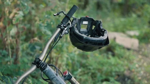 Hands of man take helmet, close-up Stock Footage 93364744