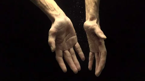 Hands of a man under water. Air bubbles on a black background. Stock Footage 152018582