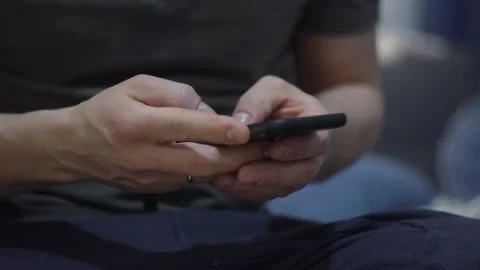 Hands of a man using smartphone Stock Footage 170200355