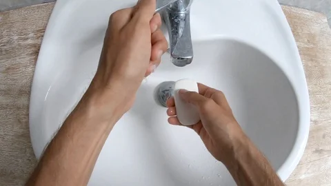 Hands of man washing his hands Stock Footage 129074048