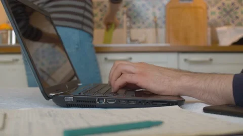 Hands of a man working from home Stock Footage 130962734