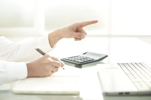 Hands of a man working in an light office Stock Photos