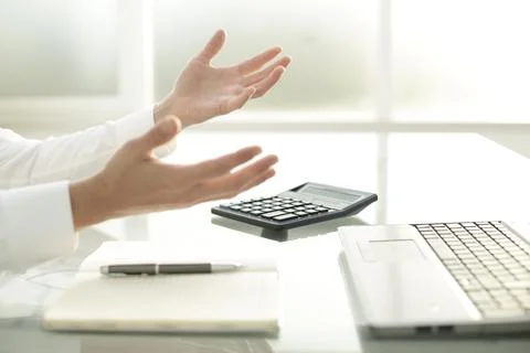 Hands of a man working in an light office Stock Photos