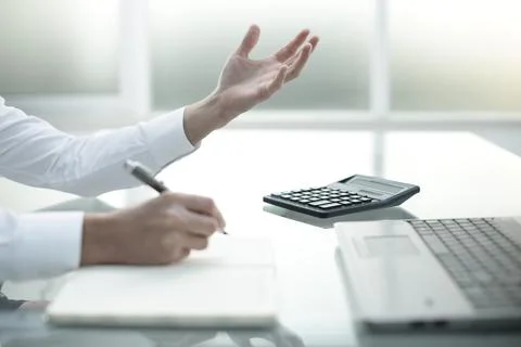 Hands of a man working in an office Stock-Fotos