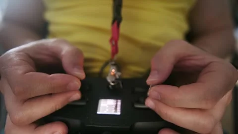 Hands Manipulate Drone Remote Joysticks Stock Footage 341590940