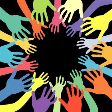 Hands of many colors vector background Stock Illustration