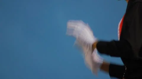 Hands of a Marching Band Conductor Stock Footage 8956851