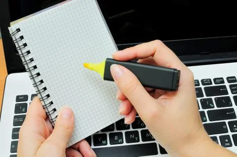 Hands with a marker Stock Photos